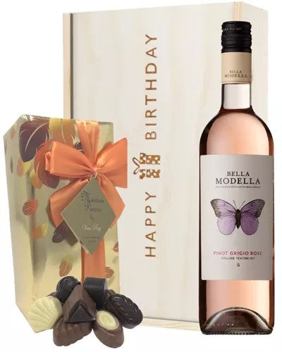ItalianPinotGrigioRoseWineandChocolateBirthdayGiftBox