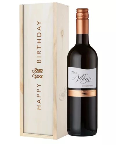 ItalianSangioveseWineBirthdayGiftInWoodenBox
