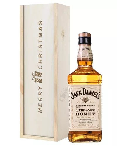 JackDanielsHoneyWhiskeyChristmasGiftInWoodenBox
