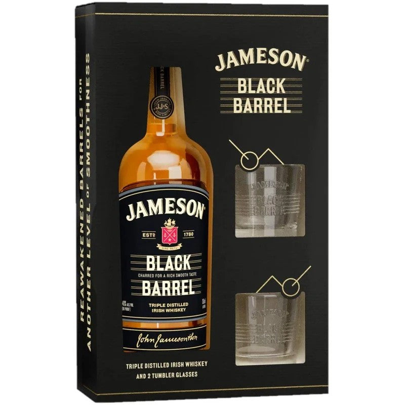JamesonBlackBarrelTripleDistilledIrishWhiskeyGiftPackwith2Glasses70cl