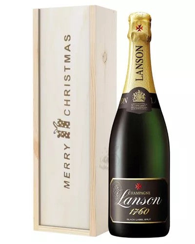 LansonChampagneSingleBottleChristmasGiftinWoodenBox
