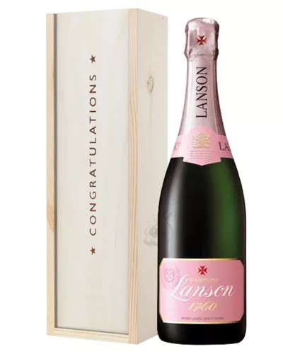 LansonRoseChampagneCongratulationsGiftInWoodenBox