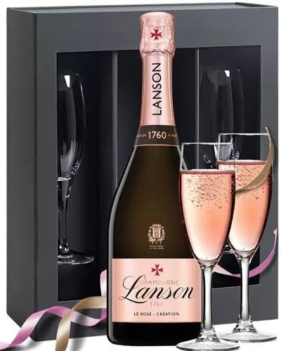 LansonRoseChampagneGiftSetwithGlasses