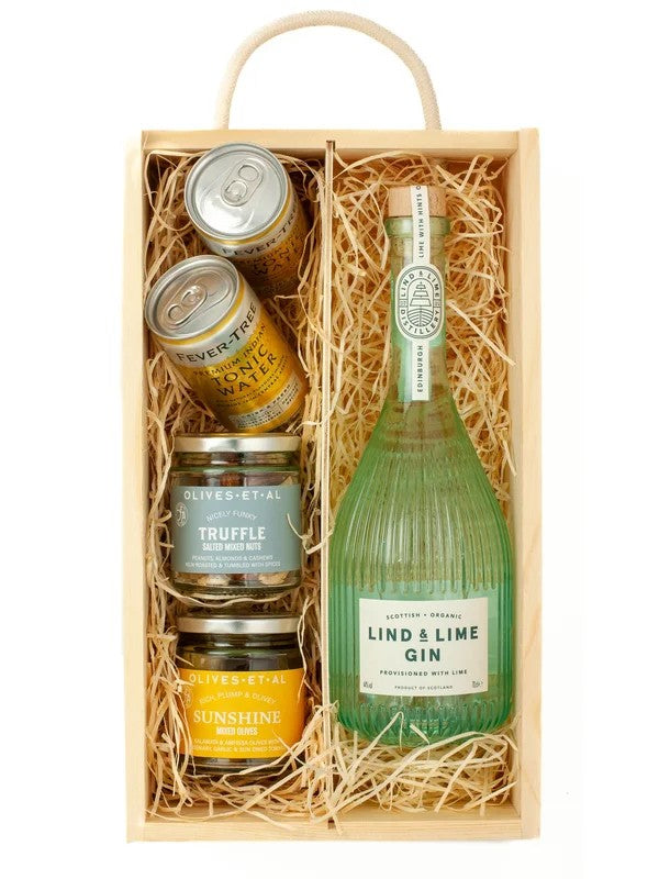 Lind&LimeGin&LuxuryNibblesWoodenGiftBoxSet