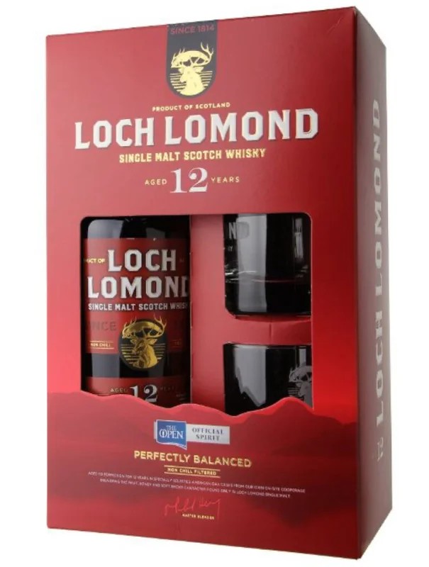 LochLomond12YearsGiftSet+2Glasses70cl.46%