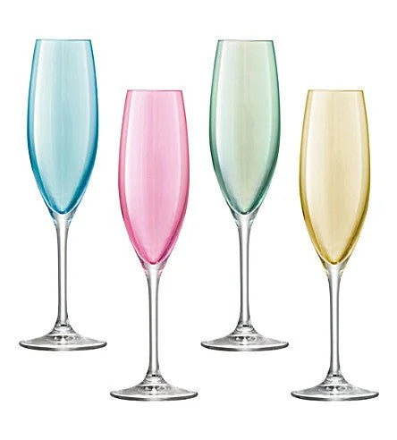 LSAPolkaChampagneFlutesPastel225ml(AssortedSetof4)