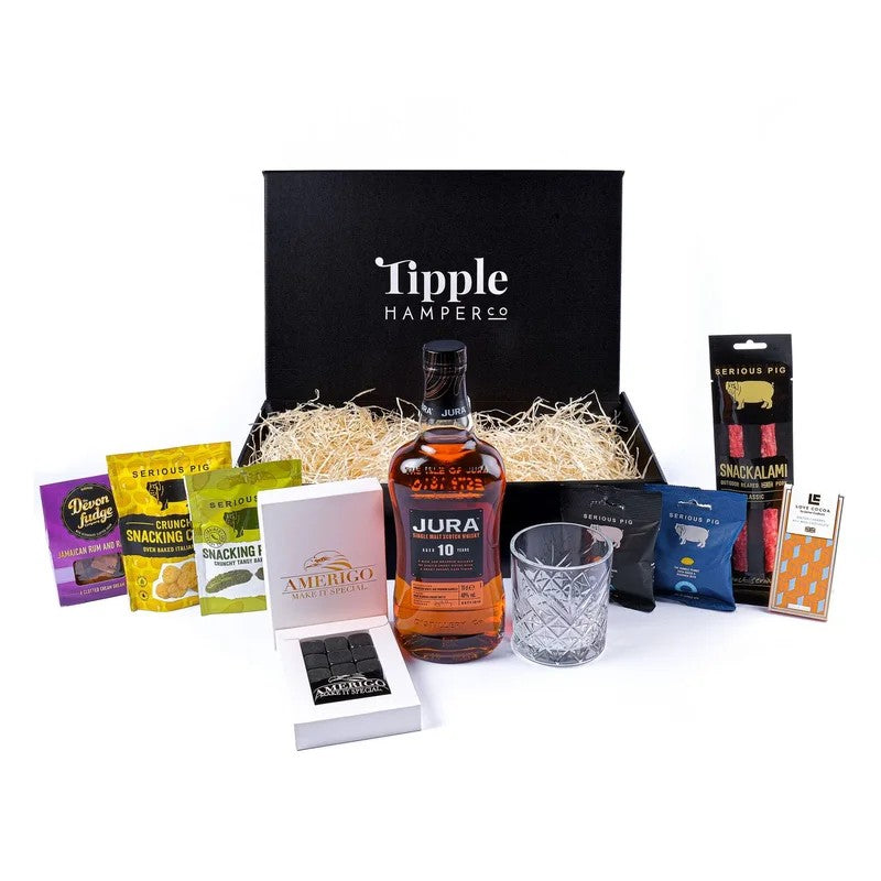 LuxuryIsleofJura10YearOldWhisky,Tumbler&SnacksGiftSet–40%ABV