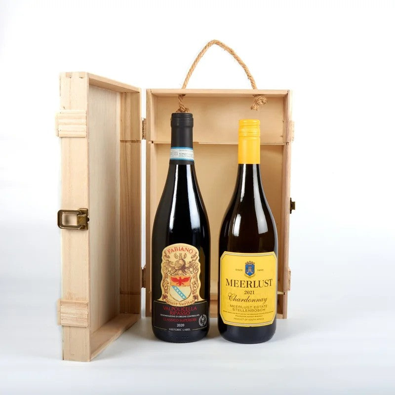 LuxuryRed&WhiteWineWoodenGiftBox