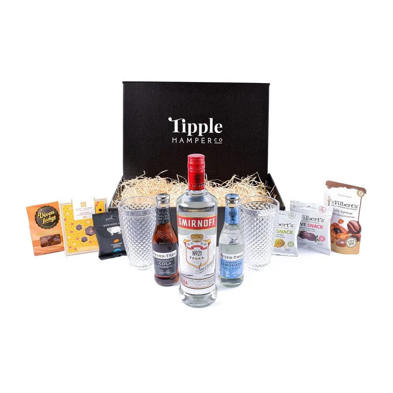 LuxurySmirnoffVodka,Glasses&AssortedTreatsGiftSet–37.5%ABV
