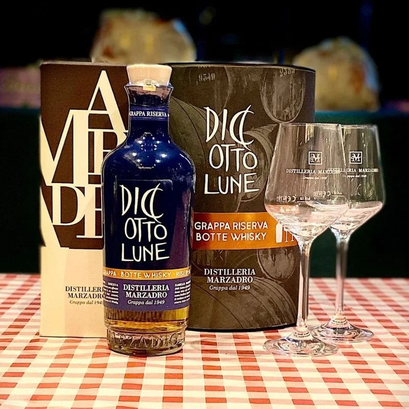 MarzadroGrappaDiciottoLuneRiservaBotteWhisky50clGiftSet