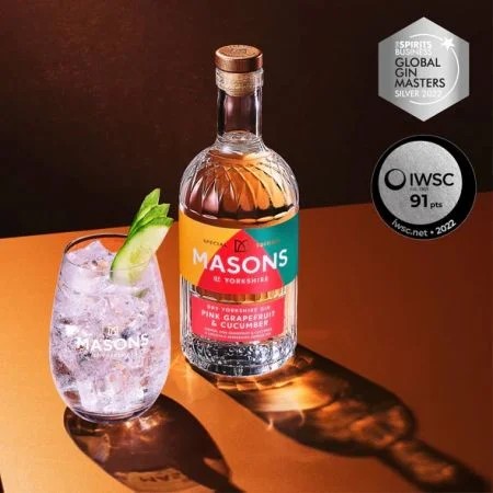 MasonsDryYorkshireGin–PinkGrapefruit&Cucumber(70cl)42%