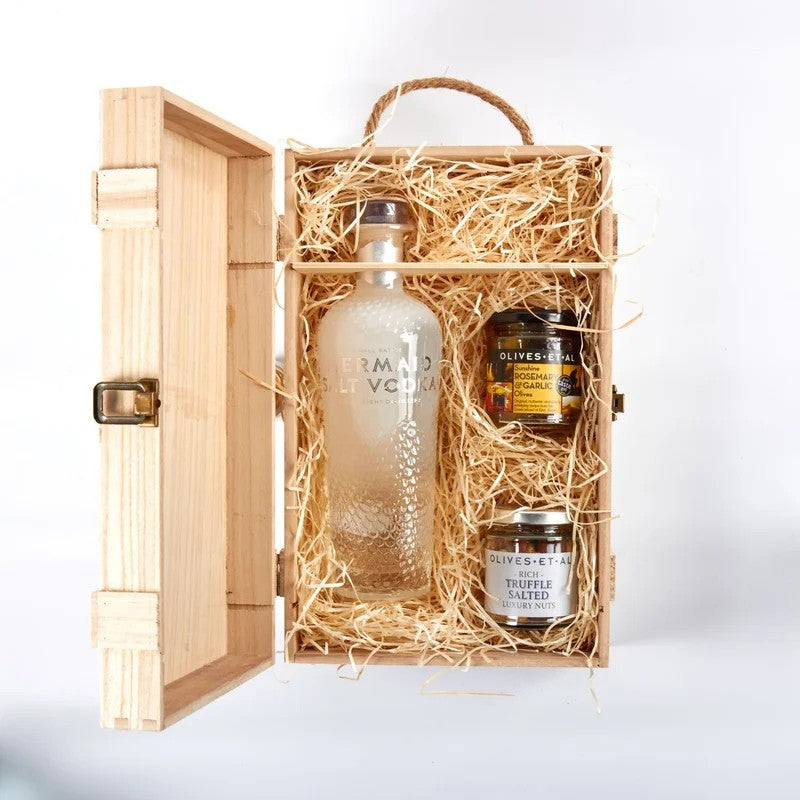 MermaidSaltVodka&LuxuryNibblesWoodenGiftBoxSet
