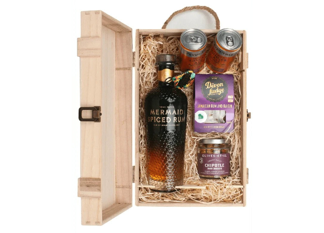 MermaidSpicedRum&LuxuryNibblesWoodenGiftSet