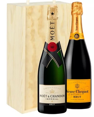 MoetAndVeuveTwoBottleChampagneGiftinWoodenBox