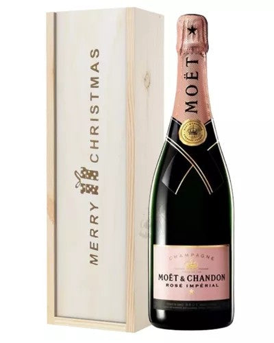 MoetetChandonNVRoseChampagneSingleBottleChristmasGiftInWoodenBox