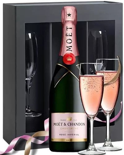 MoetRoseChampagneGiftSetWithFluteGlasses