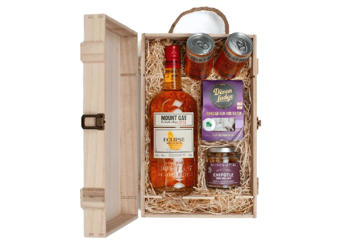 MountGayEclipseRum&LuxuryNibblesWoodenGiftSet