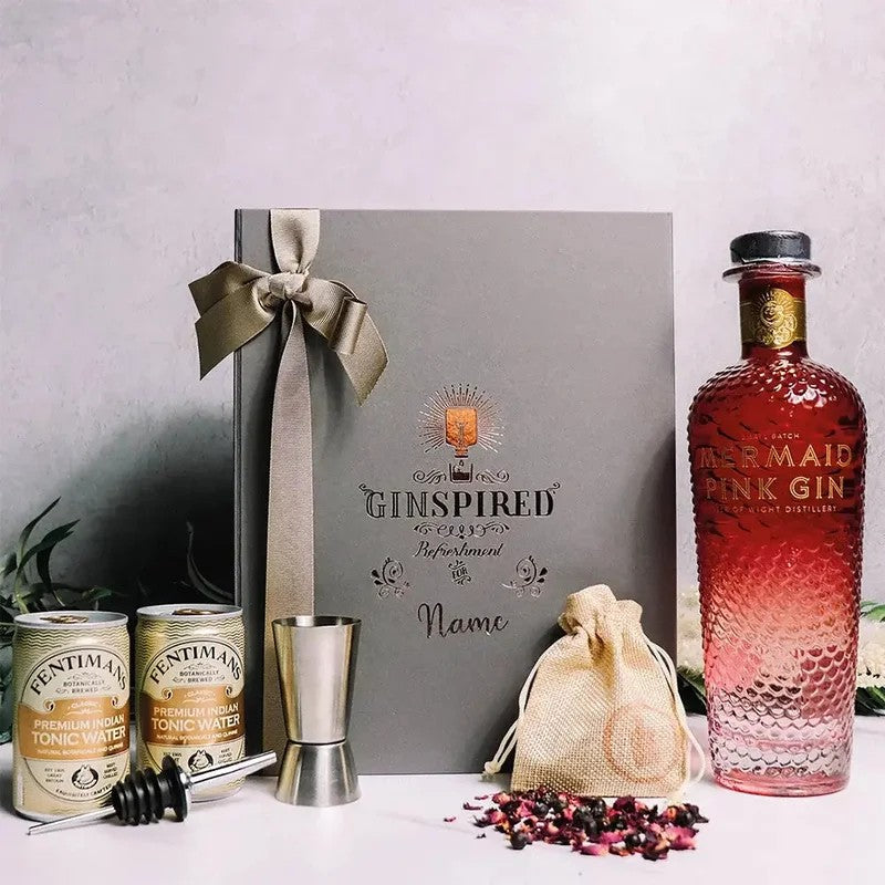 PersonalisedMermaidPinkGinGiftSetinLuxuryEngravedGiftBox