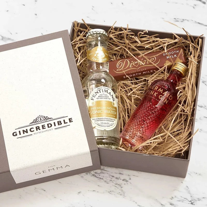 PersonalisedMermaidPinkGinMiniatureGiftSet