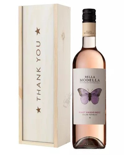 PinotGrigioRoseWineThankYouGiftInWoodenBox