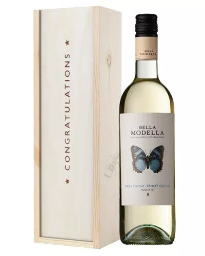 PinotGrigioWhiteWineCongratulationsGiftInWoodenBox