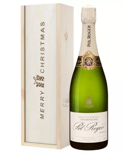 PolRogerChampagneSingleBottleChristmasGiftInWoodenBox