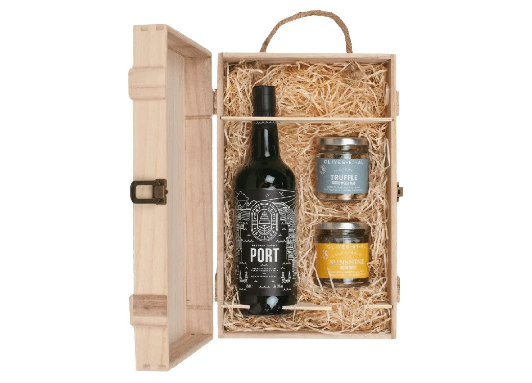 PortofLeithReserveTawnyPort&LuxuryNibblesWoodenGiftBoxSet
