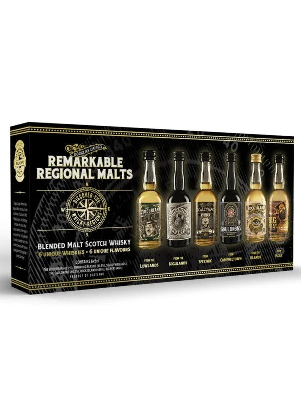 RemarkableRegionalMaltsMiniaturePack–DouglasLaing’s6×5cl.46,3%
