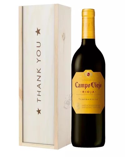 RiojaTempranilloRedWineThankYouGiftInWoodenBox