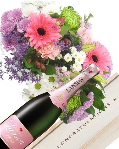RoseChampagneAndFlowersCongratulationsGift