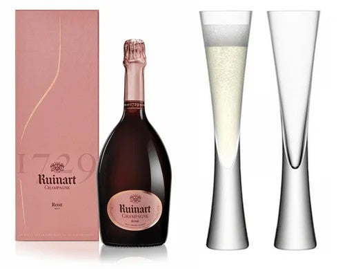 RuinartRoseNV(75cl)Withx2LSAMoyaChampagneFlutes
