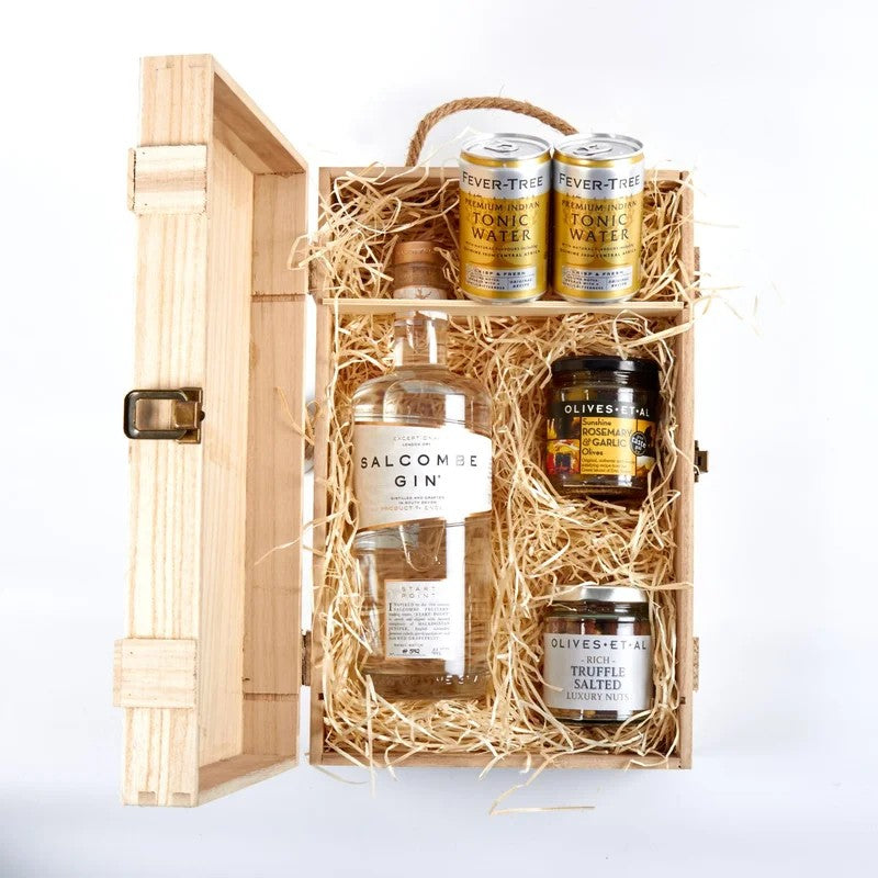 SalcombeGinStartPoint&LuxuryNibblesWoodenGiftBoxSet
