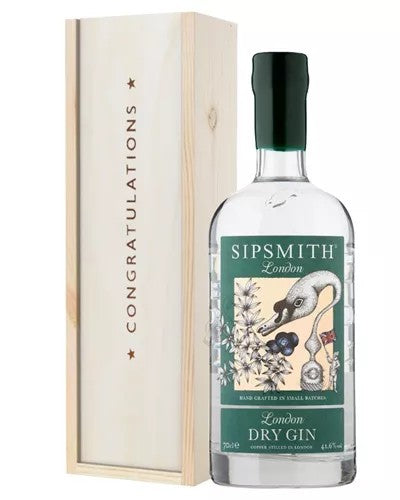 SipsmithGinCongratulationsGiftInWoodenBox