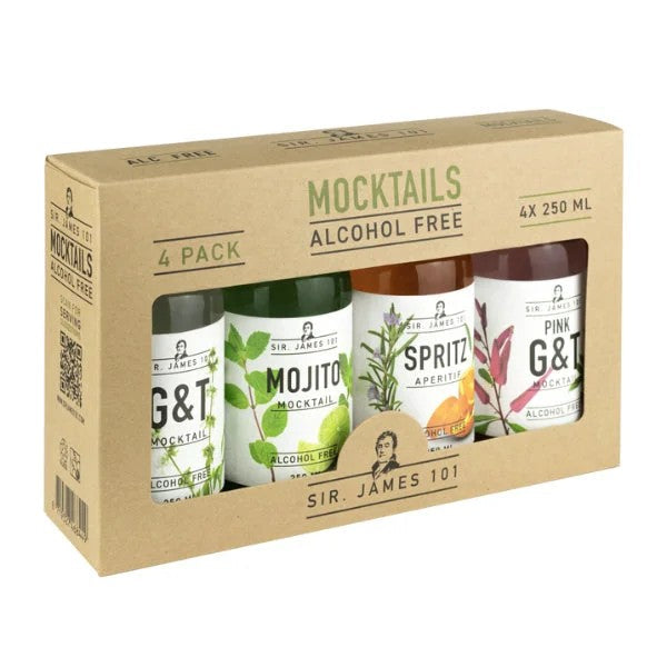 SirJamesMocktailsGiftBox–G&T,PinkG&T,Spritz&Mojito(4×250ml)