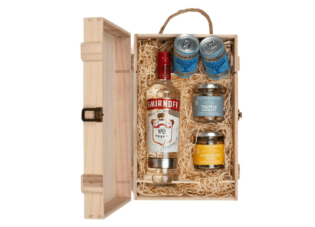 SmirnoffVodka&LuxuryNibblesWoodenGiftBoxSet