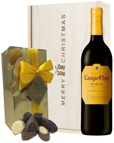 SpanishRiojaTempranilloRedWineChristmasWineandChocolateGiftBox