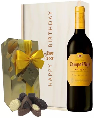 SpanishRiojaTempranilloRedWineandChocolateBirthdayGiftBox