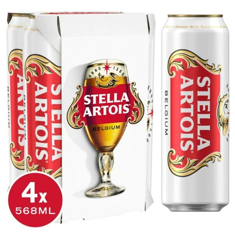 StellaArtoisBelgiumPremiumLagerPint4Cansx568ml