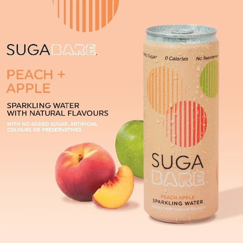 SugabarePeach&AppleSparklingWater330mlx4Cans