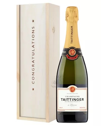 TaittingerBrutChampagneCongratulationsGiftInWoodenBox