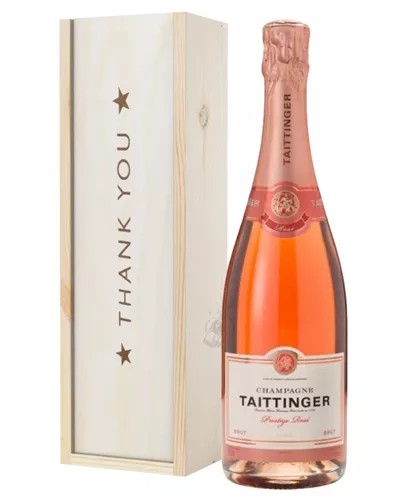 TaittingerRoseChampagneThankYouGiftInWoodenBox