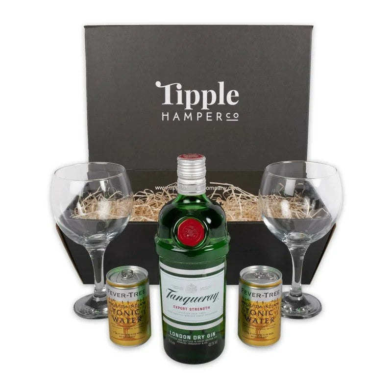 TanquerayGin,Tonic&GlassesGiftSetHamper–41.3%ABV