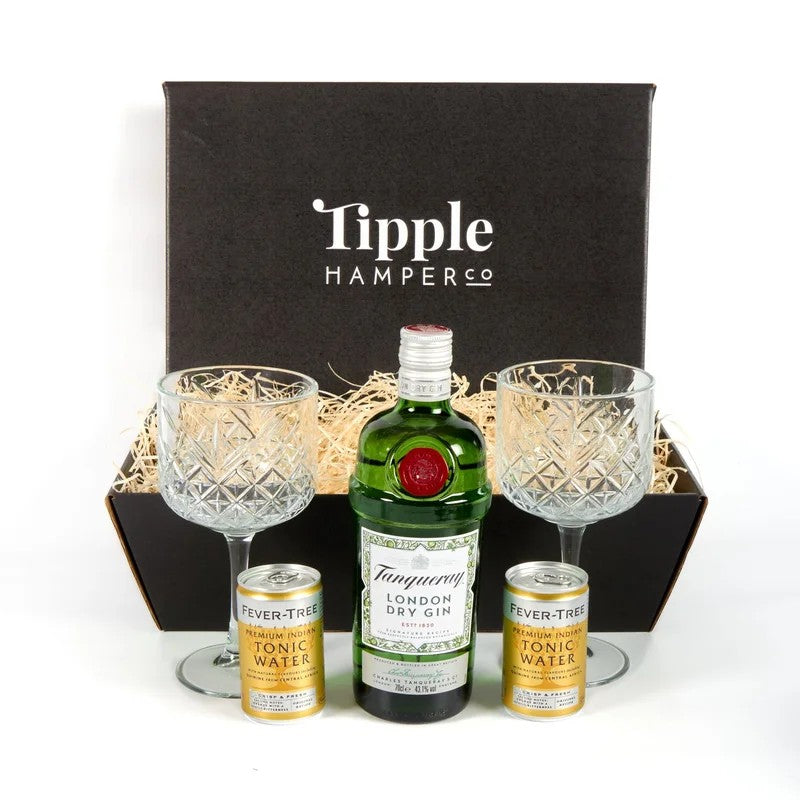 TanquerayGin,TonicandVintageGinGlassesHamper