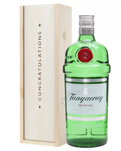 TanquerayLondonDryGinCongratulationsGiftInWoodenBox
