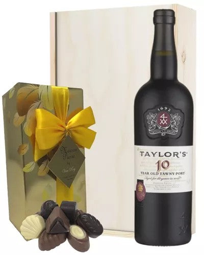 Taylors10YearOldPortandChocolatesGiftSetinWoodenBox