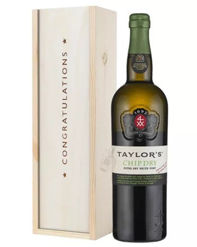 TaylorsChipDryWhitePortCongratulationsGiftInWoodenBox