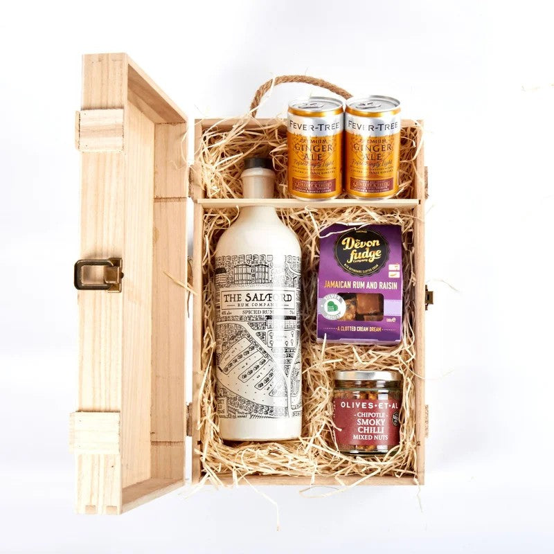TheSalfordSpicedRum&LuxuryNibblesWoodenGiftBoxSet