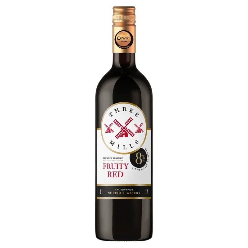 ThreeMillsFruityRedWine6x75cl