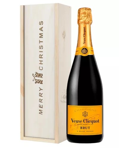 VeuveClicquotChampagneSingleBottleChristmasGiftInWoodenBox