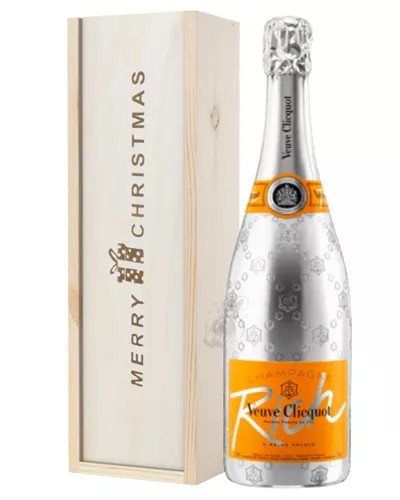 VeuveClicquotRichChampagneSingleBottleChristmasGiftInWoodenBox